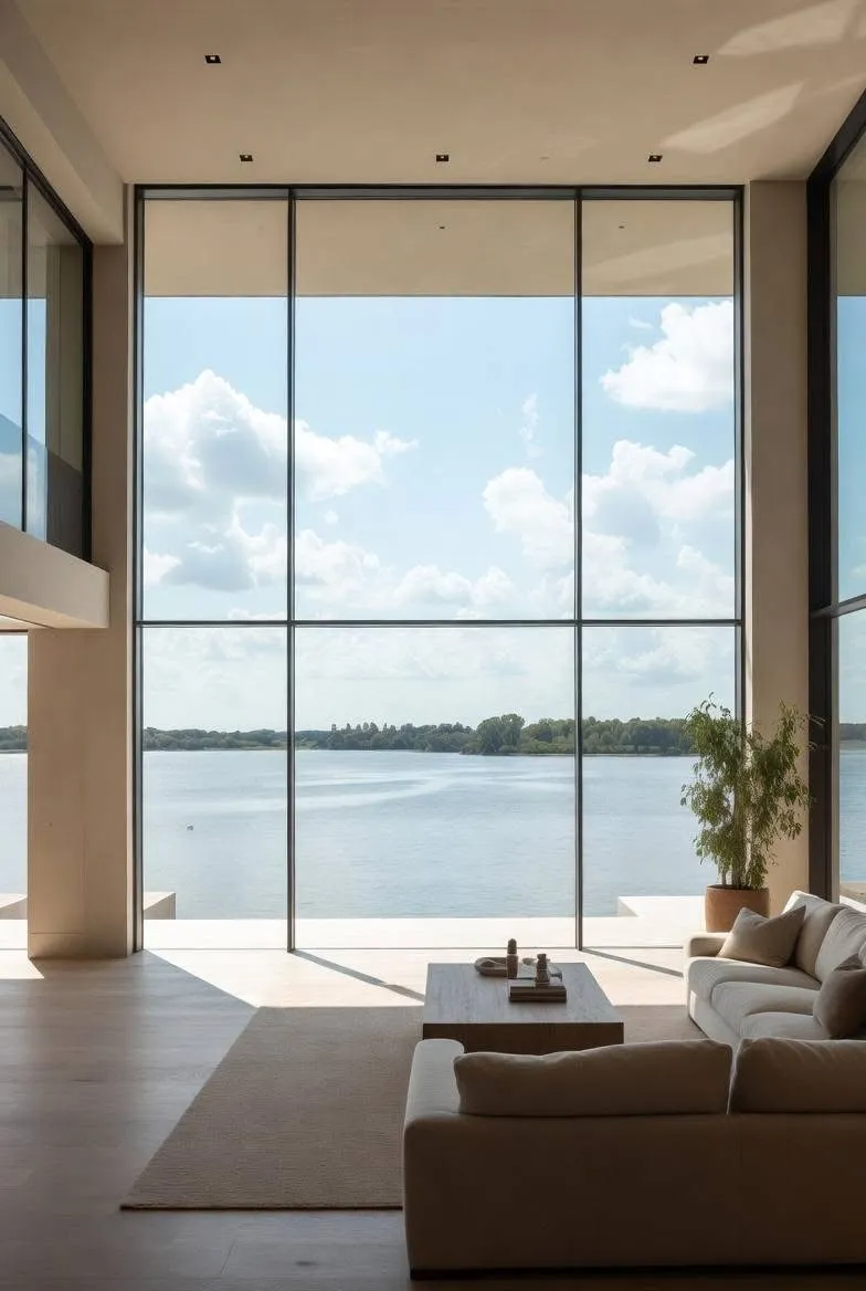 Black frame aluminium sliding system window - modern home design | WoodenMax